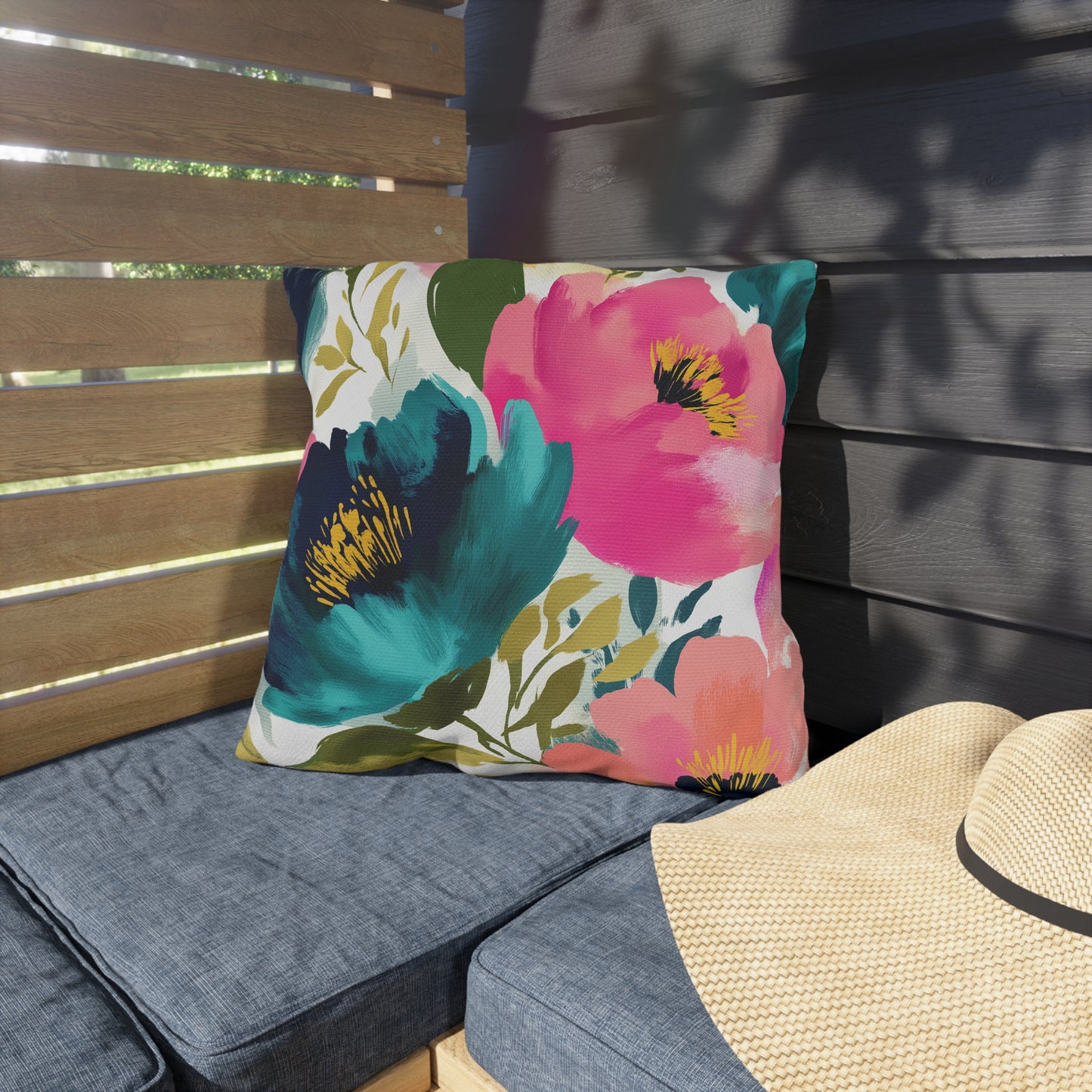 Painterly Petals Outdoor Pillow