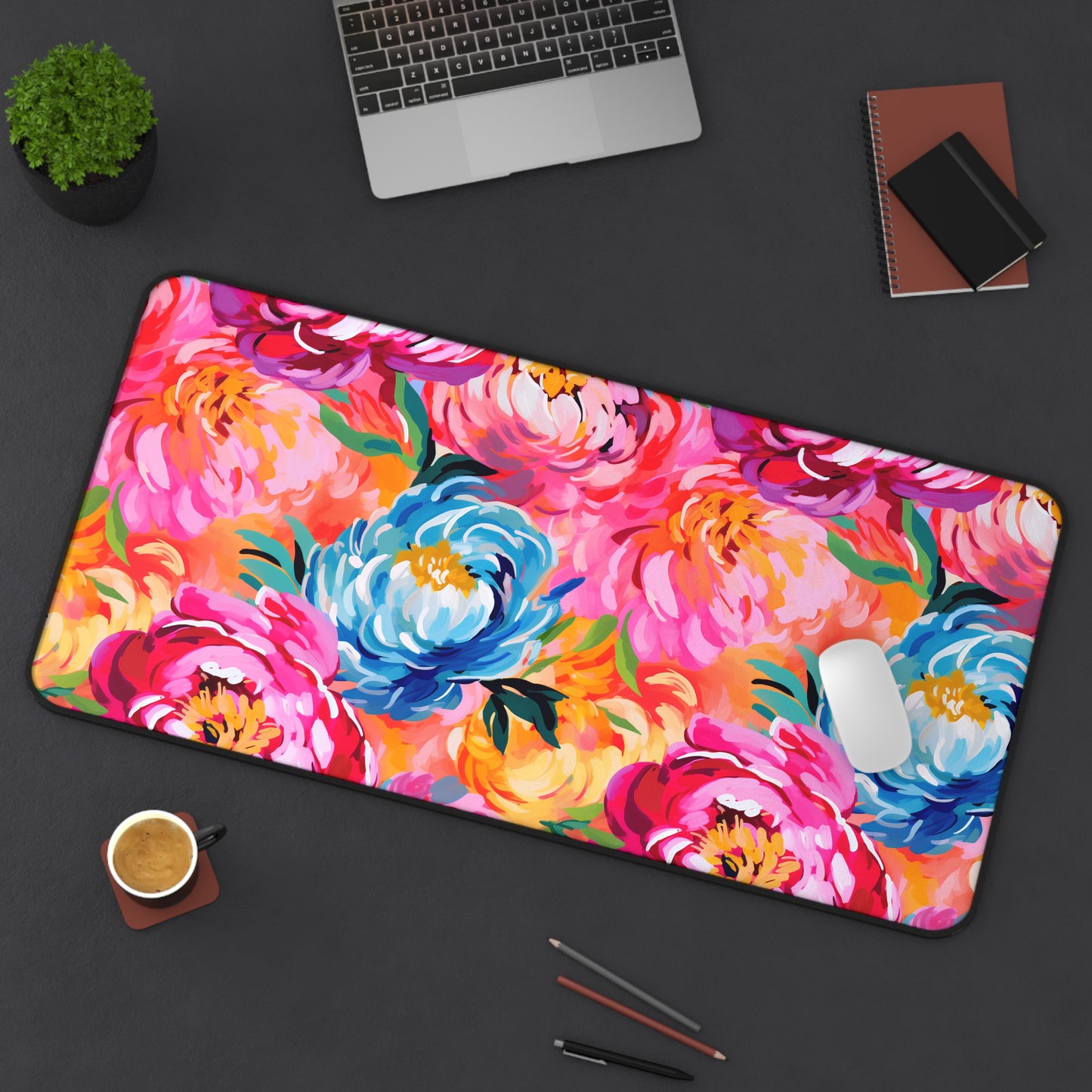 Painted Peonies Desk Mat