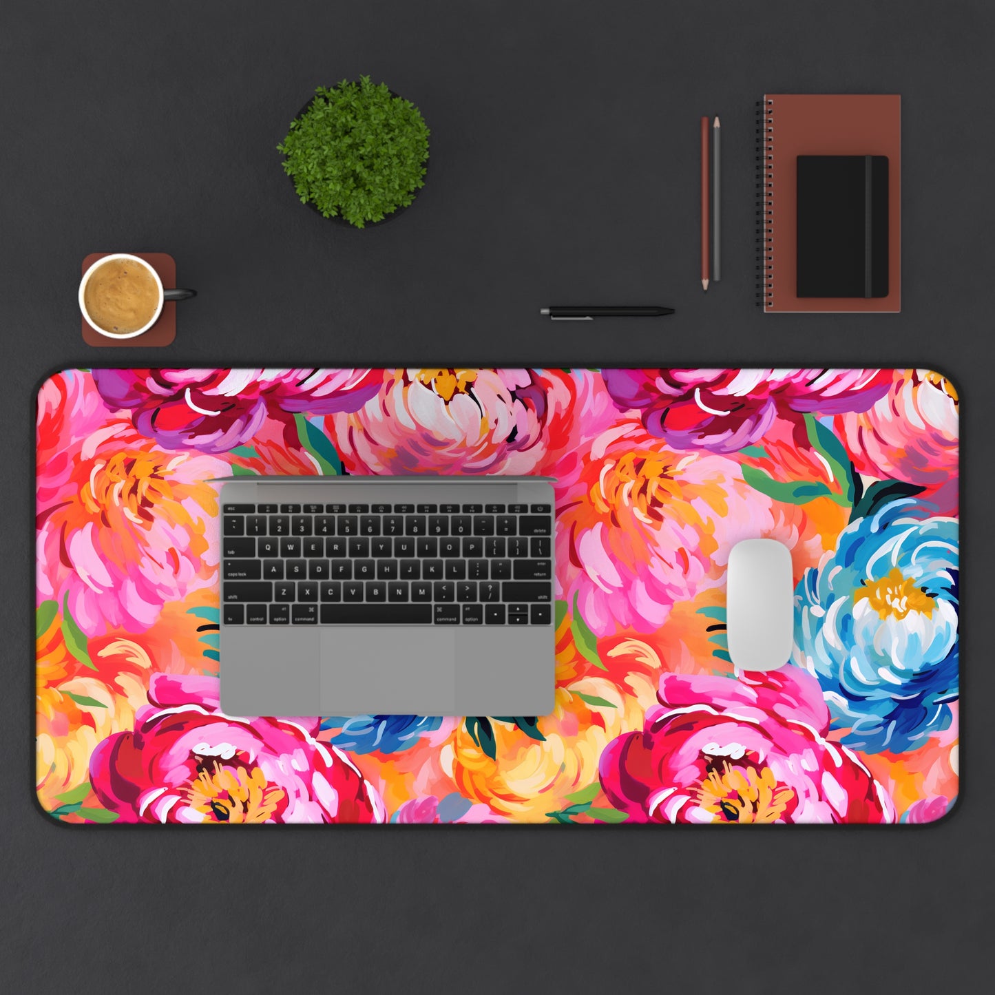 Painted Peonies Desk Mat