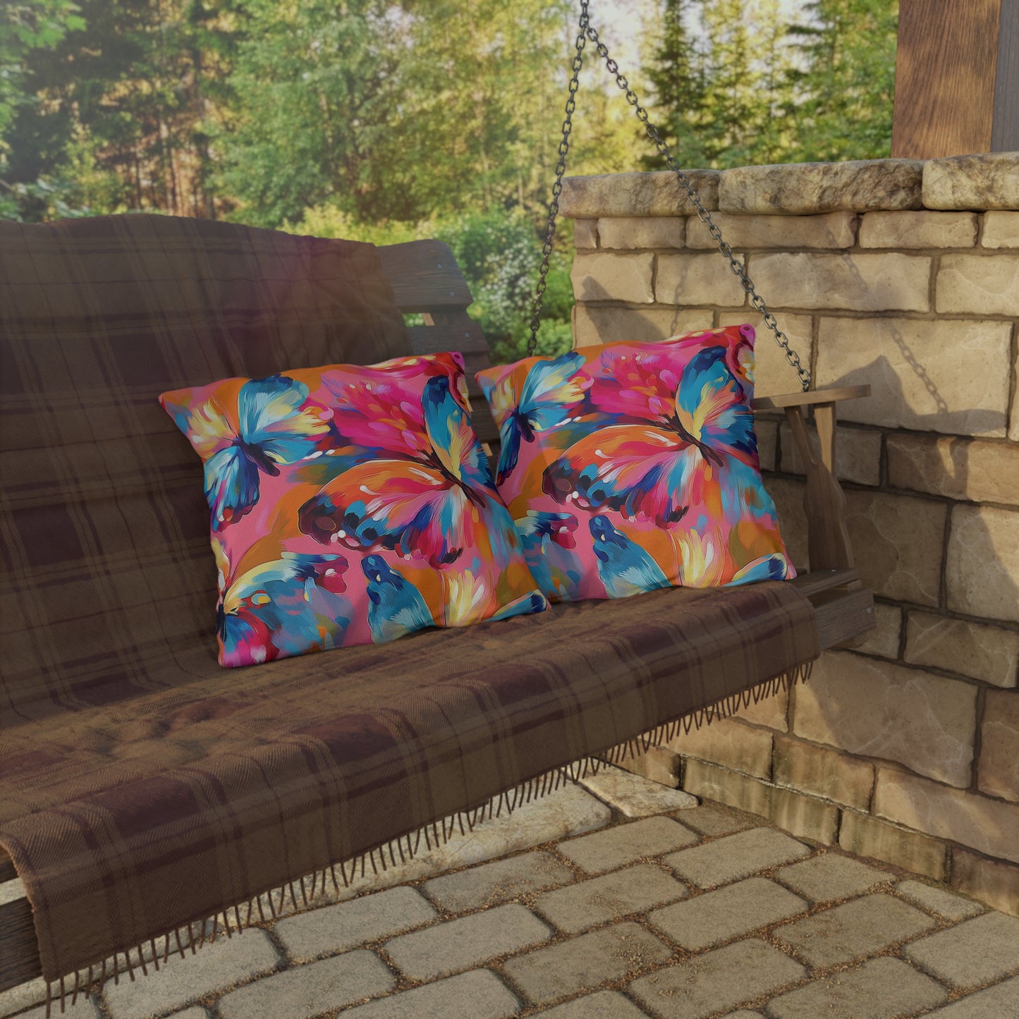 Painted Butterflies Outdoor Pillow