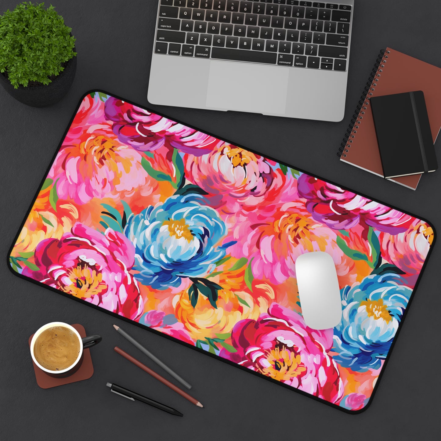 Painted Peonies Desk Mat