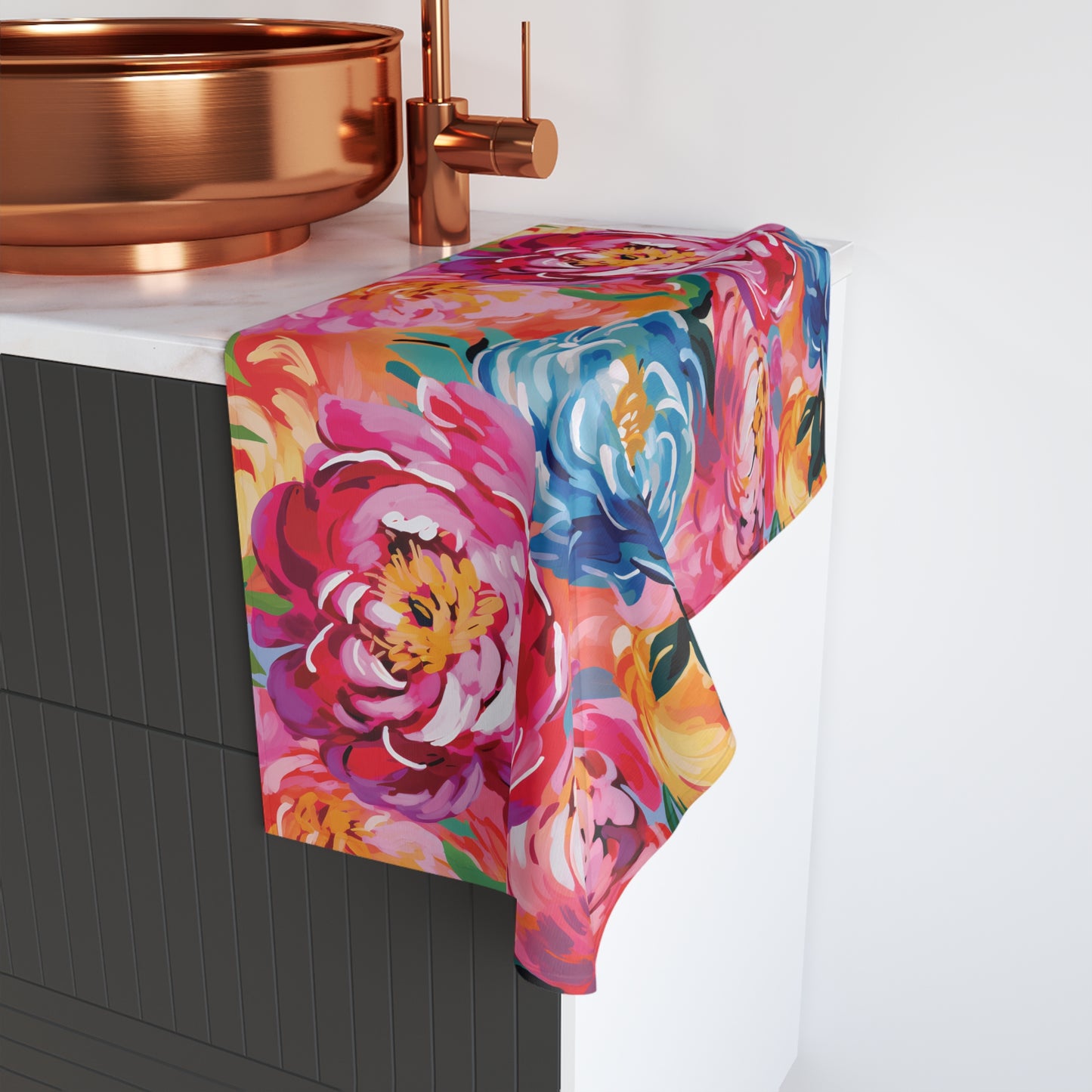 Painted Peonies Hand Towel