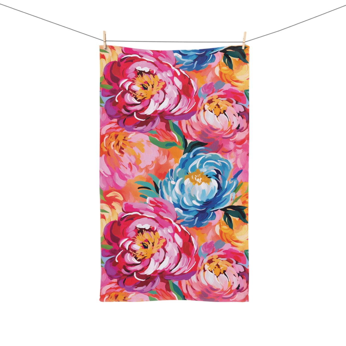 Painted Peonies Hand Towel