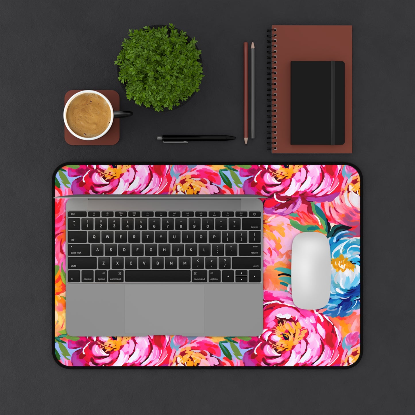 Painted Peonies Desk Mat
