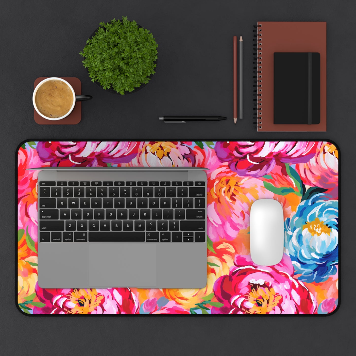 Painted Peonies Desk Mat