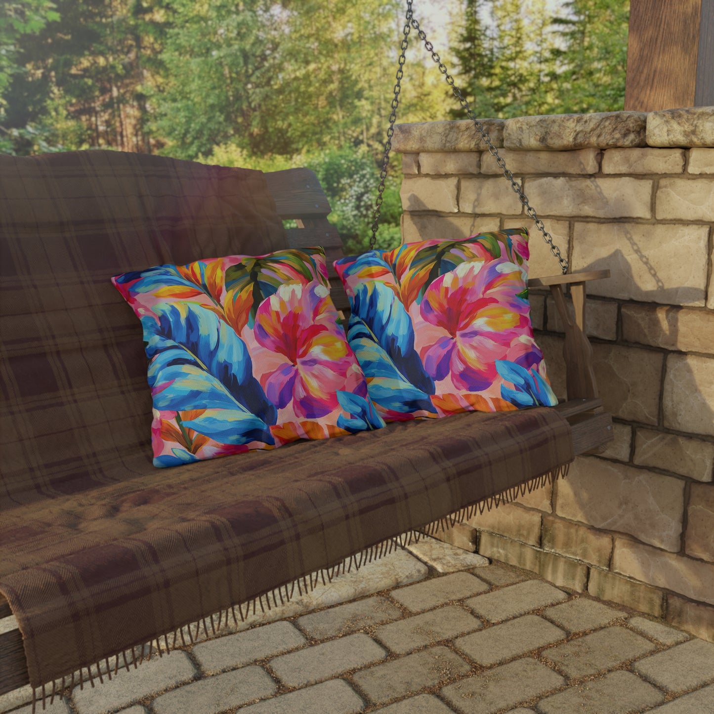 Painted Palms Outdoor Pillow