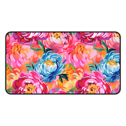 Painted Peonies Desk Mat