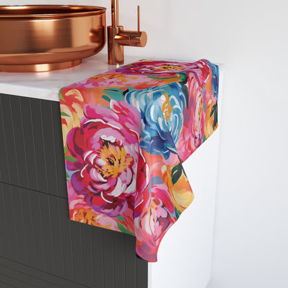 Painted Peonies Hand Towel