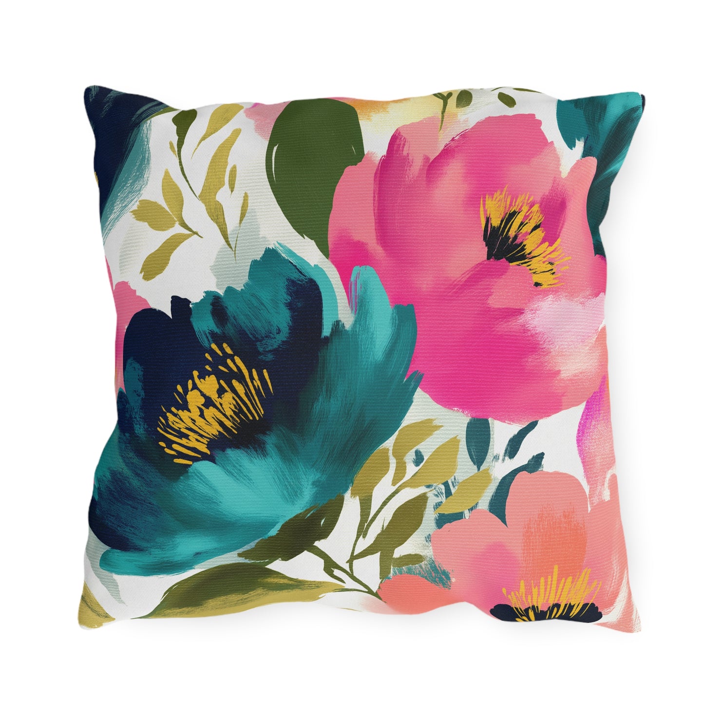 Painterly Petals Outdoor Pillow