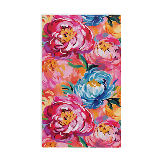 Painted Peonies Hand Towel