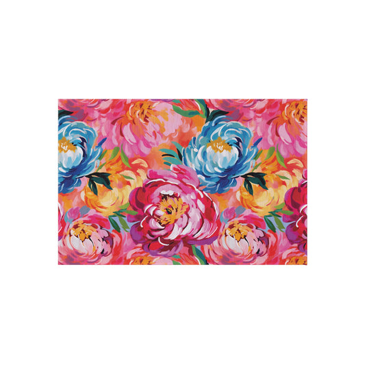 Painted Peonies Outdoor Rug