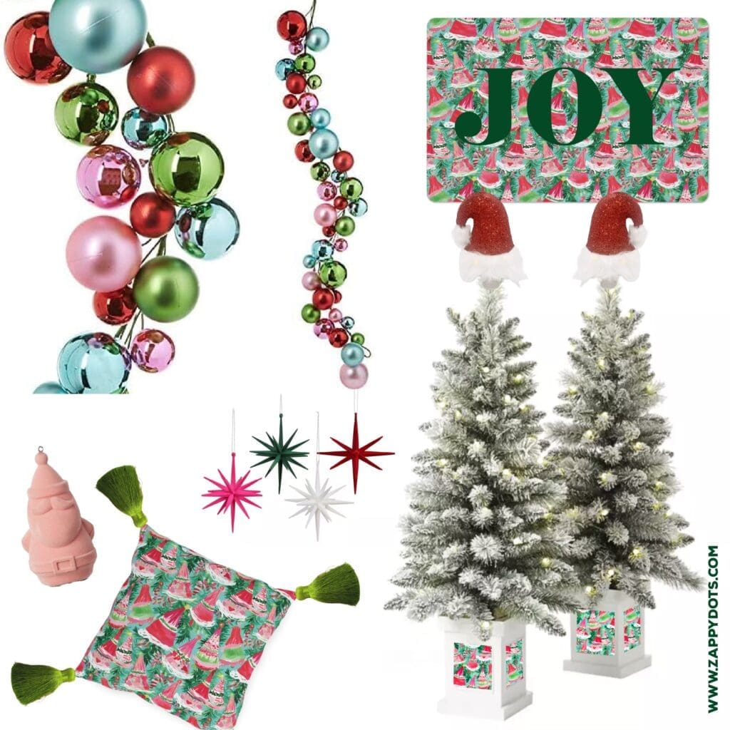 Zappy Dots santa hat themed outdoor christmas trees