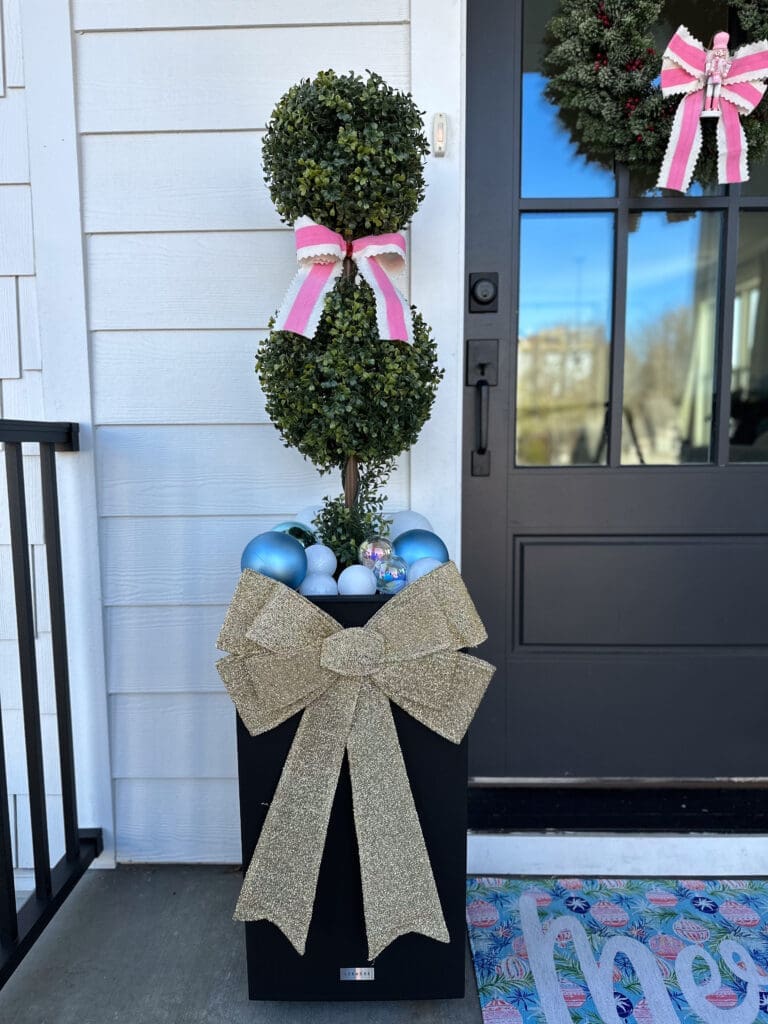 Lollipop tree holiday porch decor