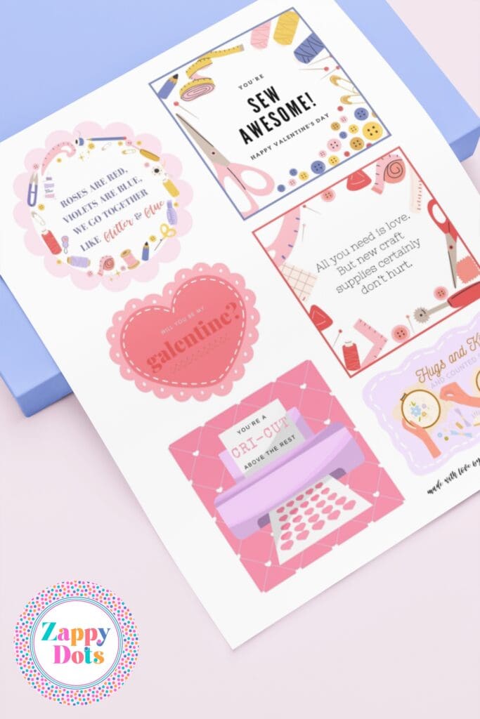free printable valentine's tags for galentines, cute creative themed valentine's day cards