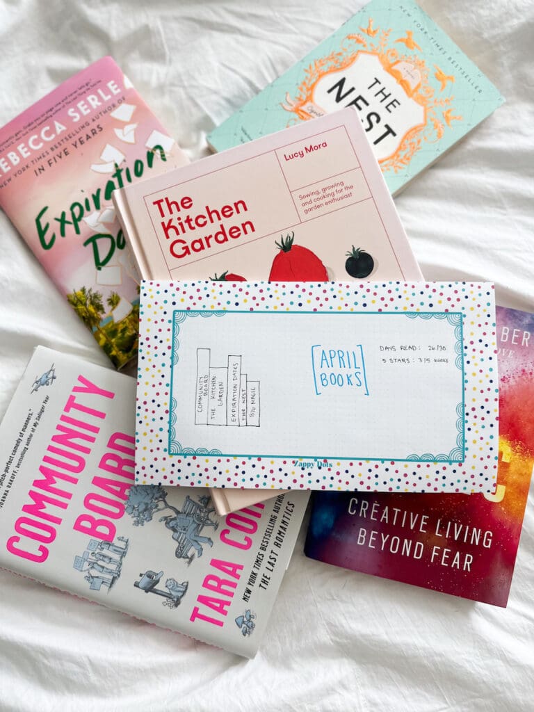 Colorful Giant Post-it note dot grid on stack of books