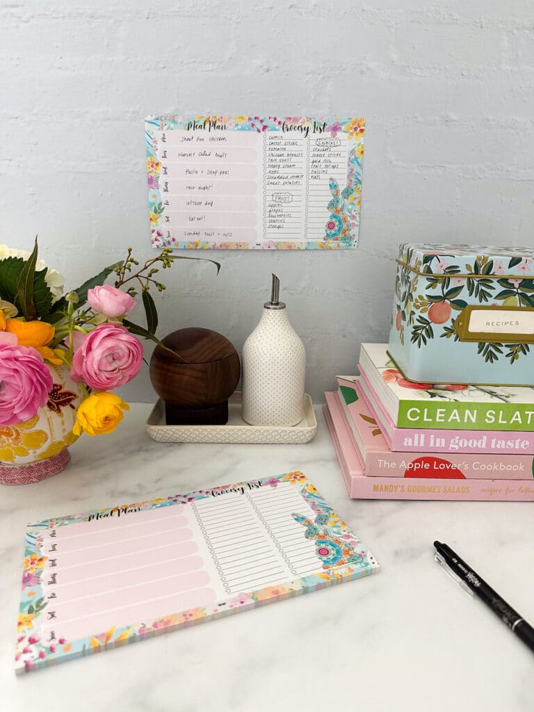 Giant post-it note meal planning design in kitchen